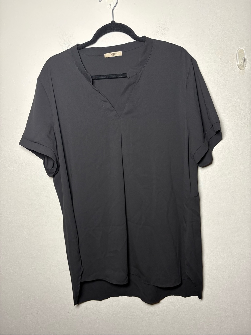 Timeson Women’s Short Sleeve Black V-Neck Tunic Size XXL